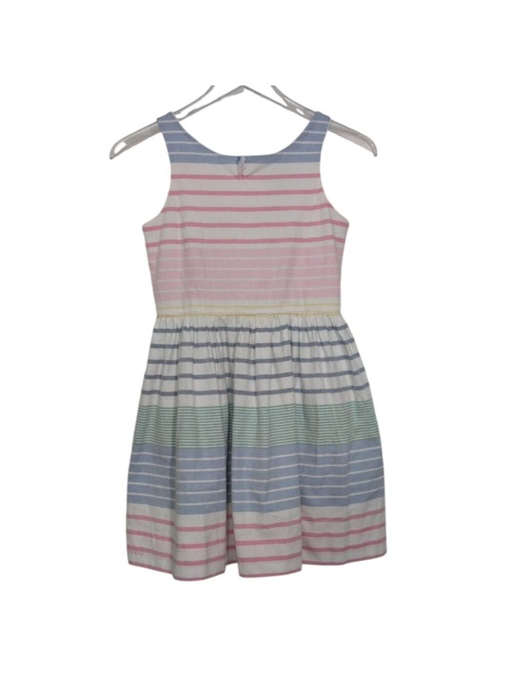 Polo Ralph Lauren Stripe Dress Girls Size 10 White Sleeveless Lined Casual Summe